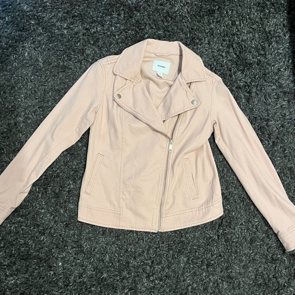 Pink Old Navy twill moto jacket NWOT - Picture 2 of 6